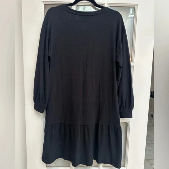 Ann Taylor | LOFT | Black 3/4 Length Sleeves Drop Ruffle Hem Dress Size XS NWT - Picture 3 of 7